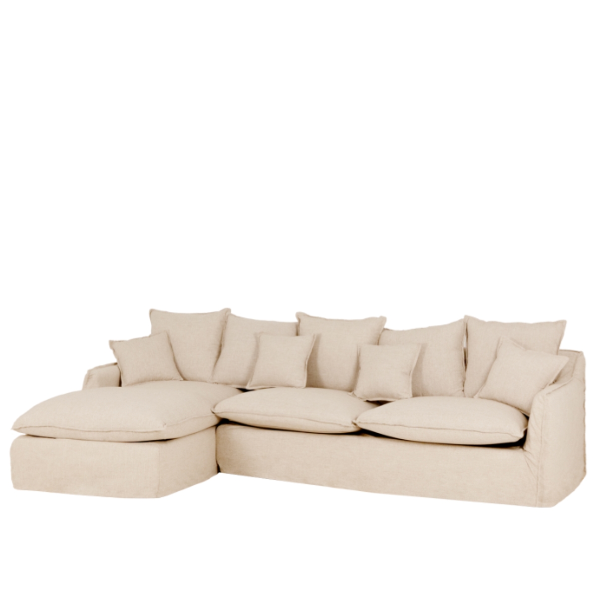 Sofá 4plz con chaise longue izquierdo beige 277 cm