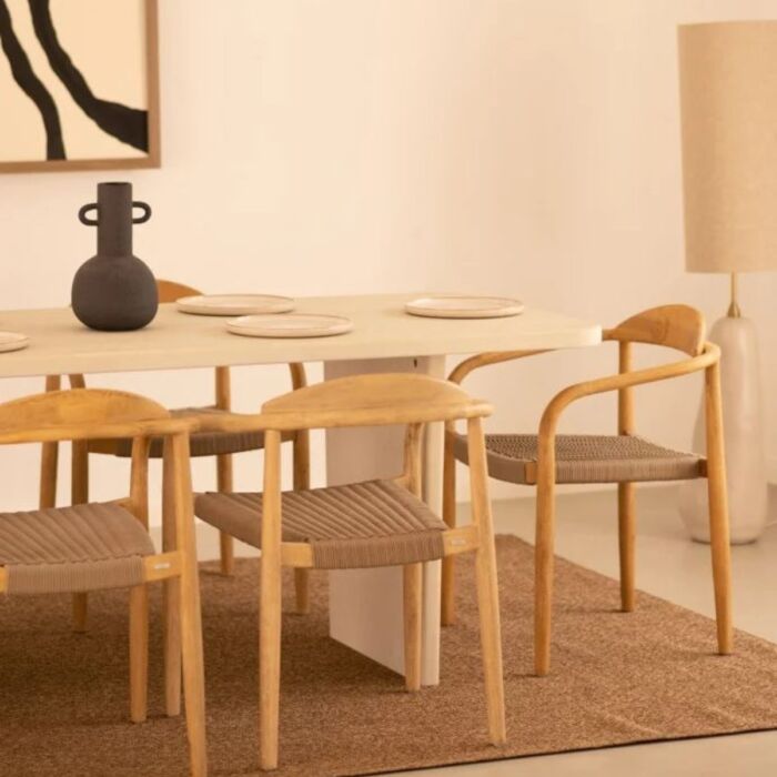 Mesa comedor de microcemento tono blanco. Mesa LOLA. - Imagen 3