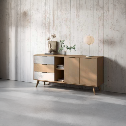 aparador pino 165 cm roble gris blanco