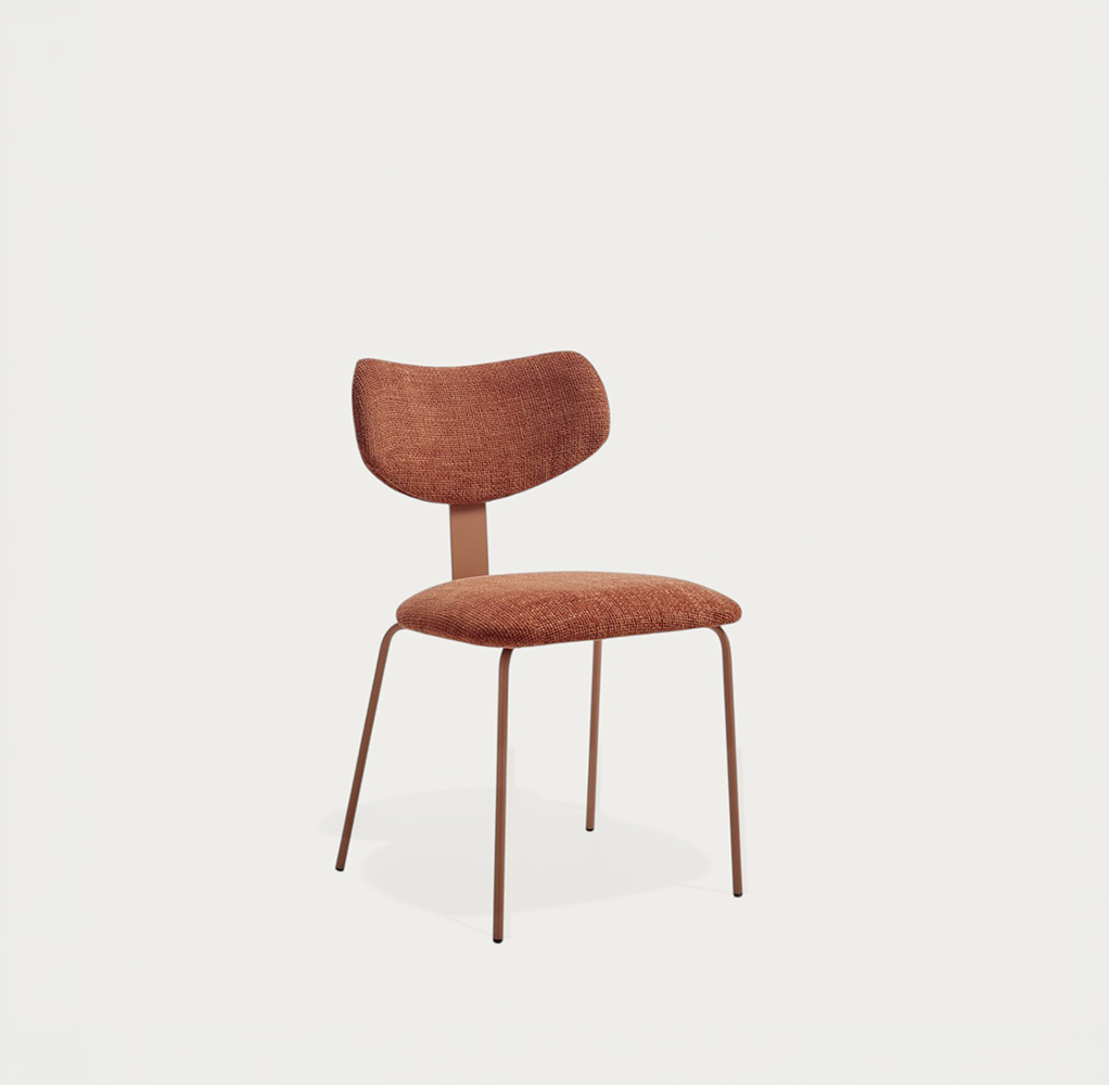 Silla Ambrette tapizado y metal tono terracota