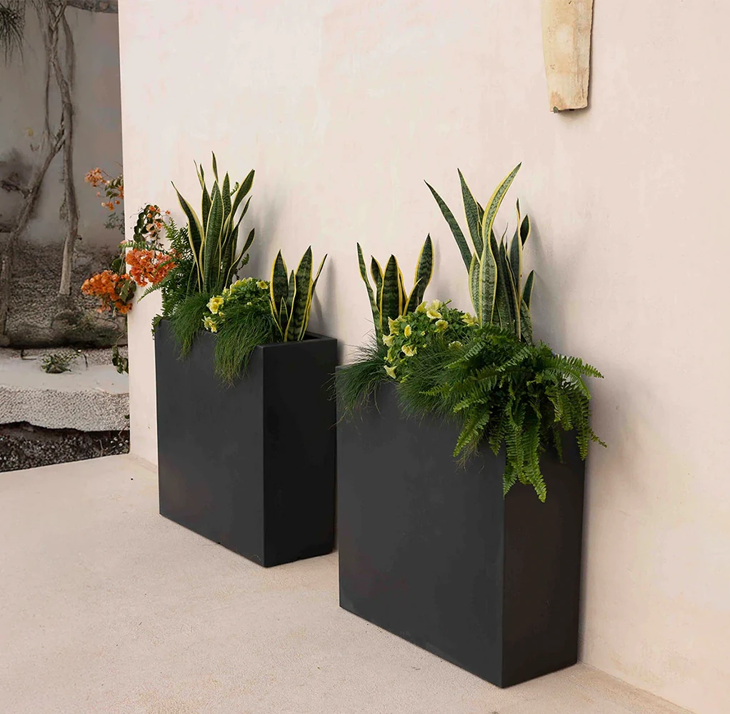Macetero rectangular Bob antracita 80*40*36cm