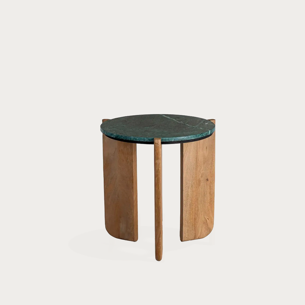 Mesa auxiliar natural - verde mármol 46cm