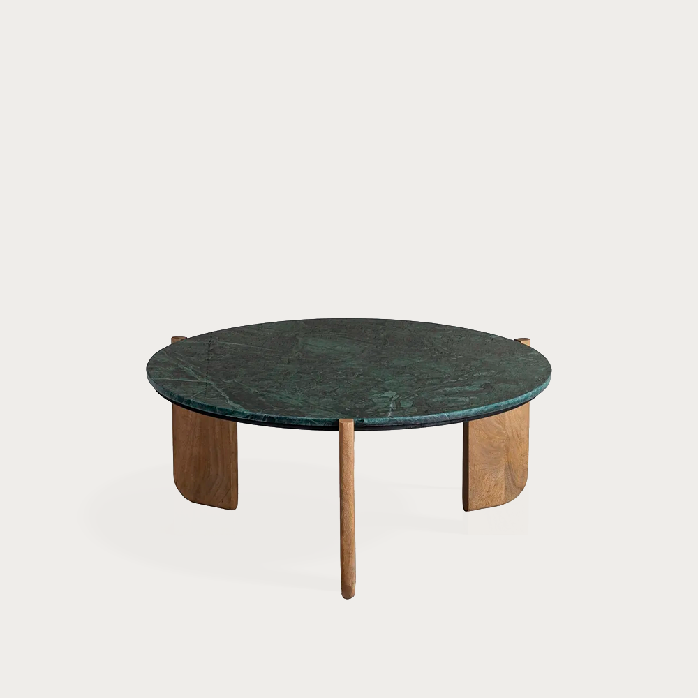 Mesa centro natural - verde mármol 80cm
