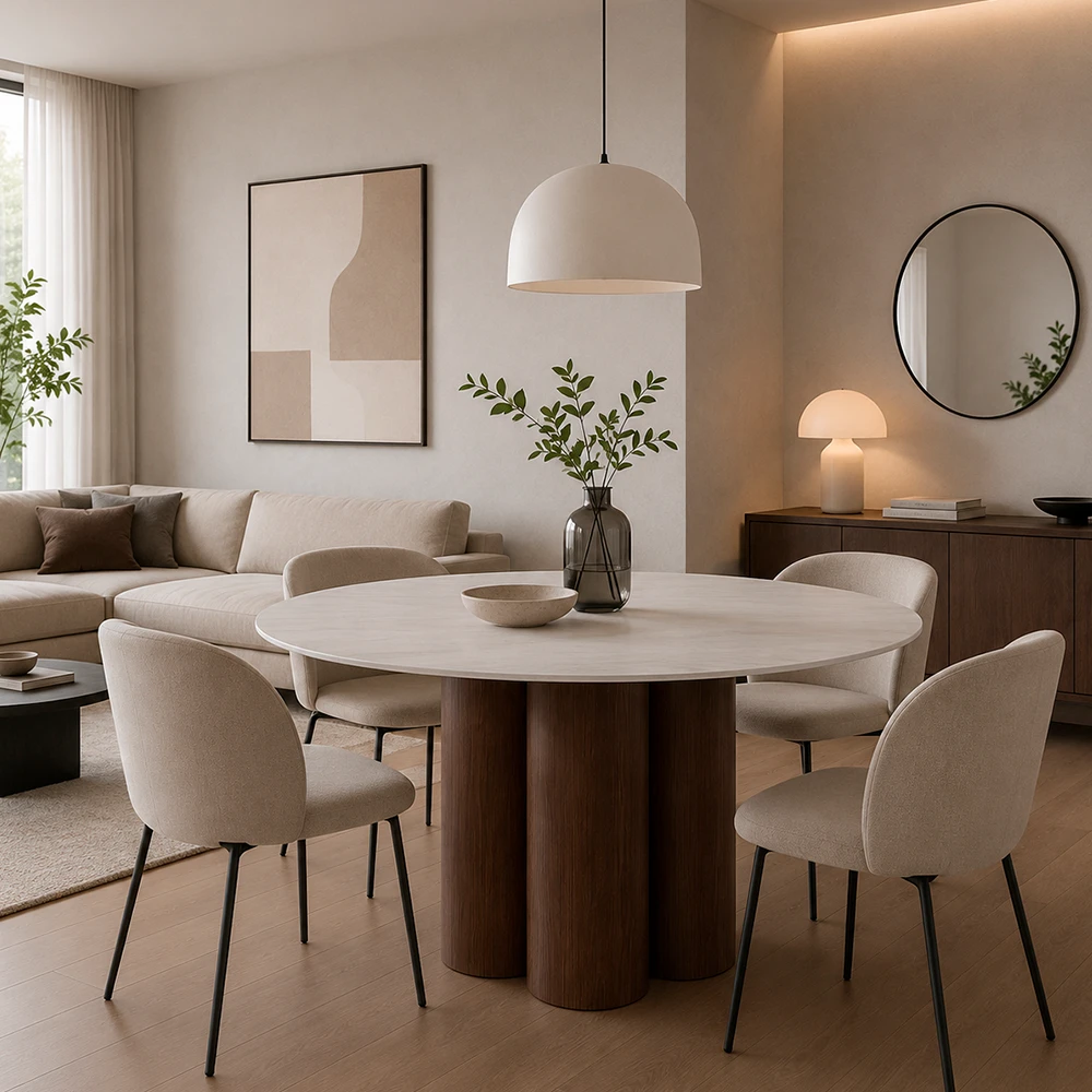 Mesa fija Trac 120cm travertino y nogal